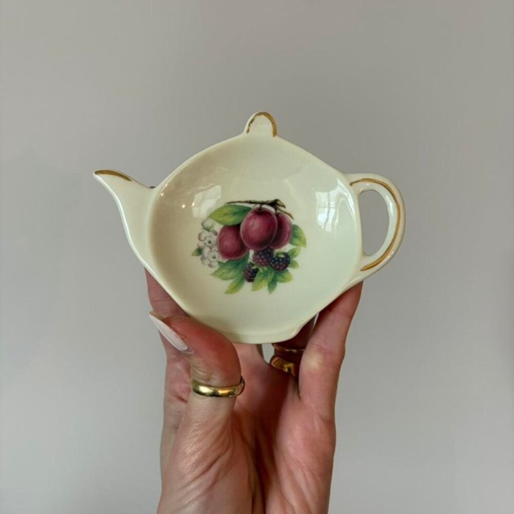 Ceramic teapot tea bag holder trinket dish spoon rest
